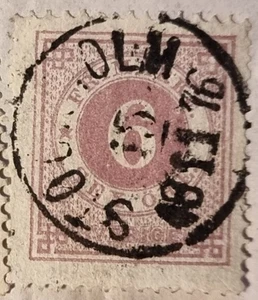 SWEDEN 1872, 6 Ore PURPLE- Type F4 USED/HINGED Stamp in VFC - Bild 1 von 1