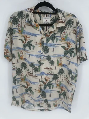 牛仔和花朵夏威夷衬衫男式 Lg Yo Ho Santa On The Beach 冲浪板 — 第 1/4 张图片