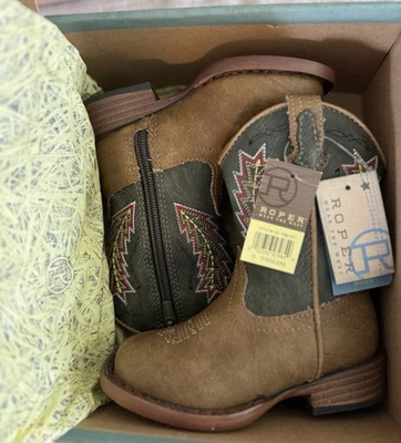 Roper Western Boots Boy Faux Leather Zipper Tan 09-017-1900-0077 TA - Image 1 of 3