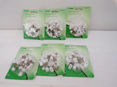 120 White Nail-In Video cable Clips for secures RG59, RG6 Coaxial cable - Image 1 of 4