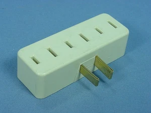 Leviton Ivory Plug-In Triple Tap Outlet Adapter NEMA 1-15R 15A 125V Bulk 65-I - Picture 1 of 5