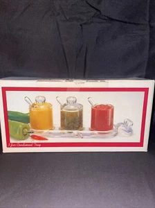Olde Thompson Small 3 Jar Condiment Set With Tray Clear Acrylic - BRAND NEW - Picture 1 of 11