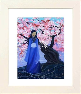 Cuadro Quan Yin en marco blanco - Impresión del original por Keri Manning-Dedman - Imagen 1 de 1