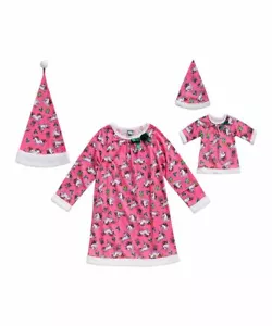 Dollie & Me Girls Size 2T-12 Christmas Unicorn Gown Hat Sleepwear Set (5) - Foto 1 di 1