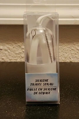 Reusable Silicone Straw With Travel Case And Cleaning Brush White - Image 1 of 2