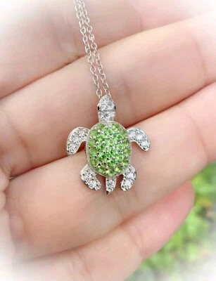 2 Ct Round Cut Lab-Created Peridot Women's Pendant 14k White Gold Plated - Image 1 of 4