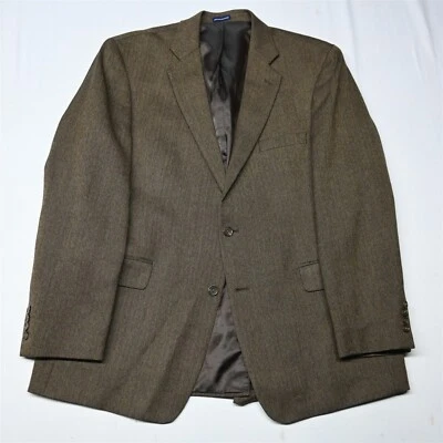 Stafford 46L Brown Herringbone Soft Tweed 100% Wool Mens Blazer Sport Coat - Image 1 of 4