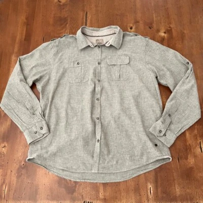 Camisa Para Hombres Point Zero Etiqueta Negra XXL Gris Mezcla de Lino Botón Delantero Foto 1 de 4