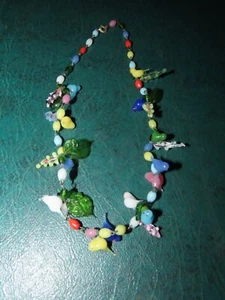 1930s SONG BIRD BEADED GLASS NECKLACE CZECHOSLOVAKIA 17" - Picture 1 of 4
