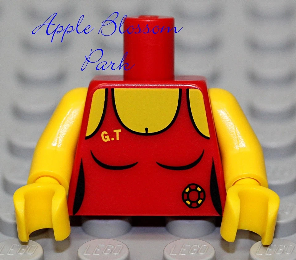NEW Lego Female Minifig RED TORSO - Girl Lifeguard Swim Suit Tank Top Shirt  - Image 1 of 1
