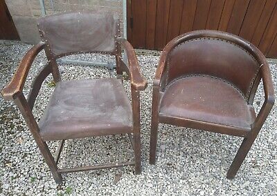 Vintage Leather Tub Chair / Arm Chair. Need TLC/ Reupholstering? See Description • 9.99£