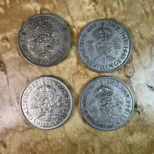 1941 & 1944 Great Britain George VI Silver Florin Brilliant VF to NM Lot of x4 - Picture 1 of 12