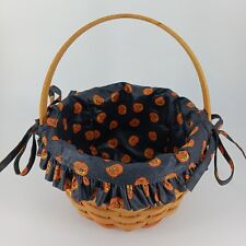 LONGABERGER Small Hand Woven Pumpkin Basket w/ Liner Swing Handle Halloween