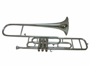 Good Look Trumbone New Silver-Nickel Bb Valve Trumbone With Free case+Mouthpiece - Picture 1 of 6