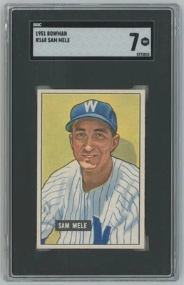 1951 Bowman Sam Mele SGC 7 Washington Senators #168 C54 - Image 1 of 2