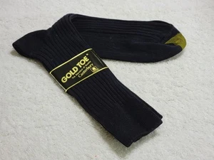 NEW VINTAGE GOLD TOE MEN'S CANTERBURY SOCKS 10.5-13 MID CALF USA MADE NAVY BLUE - Picture 1 of 5