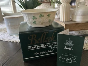Belleek Pottery Shamrock Soup Bowl Ireland B2401 With Box - Picture 1 of 3