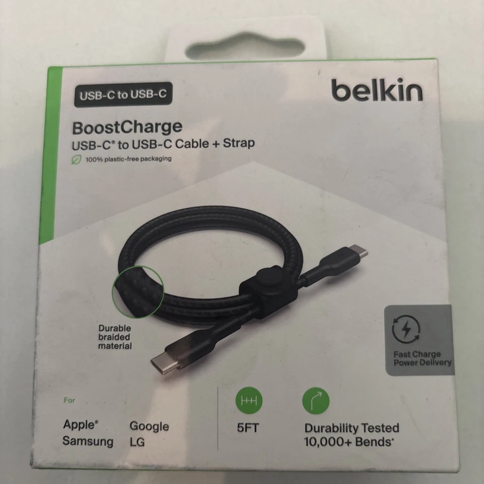 Belkin USB-C to USB-C Cable and Strap Boost/Charge 5ft black  - Image 1 of 1