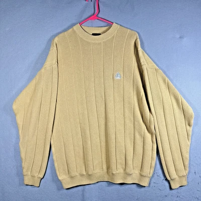 Suéter IZOD Para Hombres Grande Amarillo Tejido Algodón Manga Larga Cuello Redondo Pullover De Colección Foto 1 de 4
