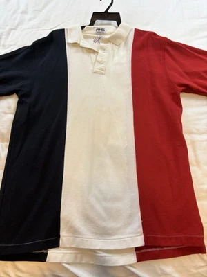 Vtg Ping By Karsten Striped Polo Golf Shirt Mens Large Blue Red White USA - Image 1 of 2