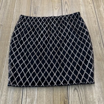 Minifalda Luxxel Negra Patrón Diamante Dorado Brillo Talla L Año Nuevo Vacaciones Glamour Foto 1 de 4