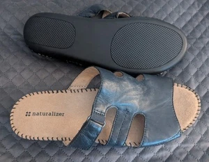 Naturalizer Women's Black Leather Sandals Slip on Comfort Size 10W - Picture 1 of 11