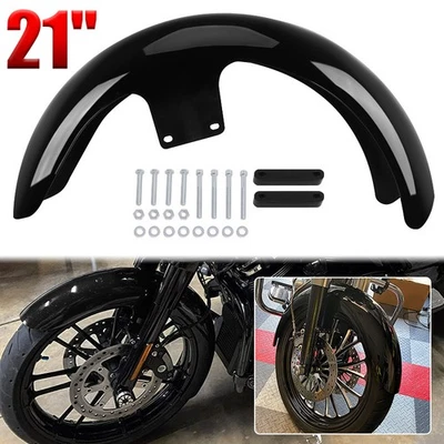 Vivid Black 21" Wrap Front Fender For Harley Electra Road Glide Touring Baggers Foto 1 de 4