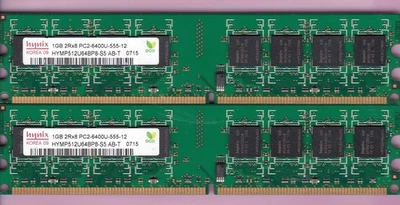 2GB 2x1GB DDR2-800 HYNIX HYMP512U64BP8-S5 AB-T PC2-6400 DESKTOP RAM MEMORY KIT - Image 1 of 3