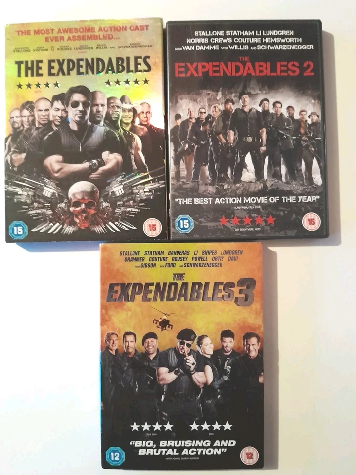 Expendables 1, 2, 3 Trilogy Bundle (DVD, 2010, 2012, 2014) 3 Individual Films. - Image 1 of 1