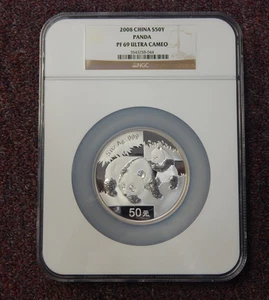 China 2008 5 oz 50 Yuan Silver Panda NGC PF69 Ultra Cameo - Picture 1 of 3