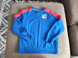 FANATICS FLEECE CREW PULLOVER SWEATSHIRT NEW YORK RANGERS BLUE / RED L - Picture 1 of 16
