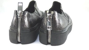 Diesel Black Metallic Flats Back Zip Chunky Flat Platform Shoes Trainers UK 6 - Picture 1 of 12
