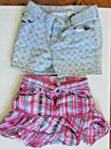 Lot of 2 Childrens Place Girls 12 skort skirt and shortie denim shorts - Picture 1 of 6