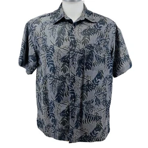 Dockers Mens Size Large Hawaiian Gray Black Short Sleeve Camp Shirt        S5 - Picture 1 of 7