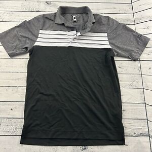 FootJoy Titleist Athletic Fit Short Sleeve Striped Polo Shirt Men's Small Gray