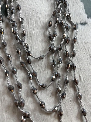 Western Womens Necklace 36 in Earrings Set Multistrand Silver Wire Faceted - Image 1 of 4