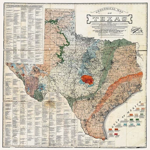 1920 carte des champs pétrolifères et de la géologie du Texas - Photo 1 sur 4