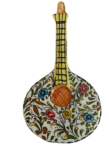 Guitarra Ceramica De Coimbra Bandurria Portugal Pintada a Mano Firmada De Standing Nueva - Imagen 1 de 2