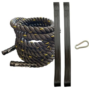 15 metre x 38mm BATTLE ROPE + ANCHOR STRAP KIT gym fitness training exercise - Picture 1 of 4