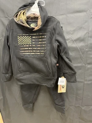 Mossy Oak Kids 2 Piece Children Jogging Suit Black sz 8 - Image 1 of 2