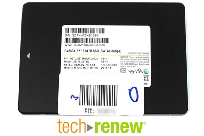 Samsung PM863a | MZ-7LM3T8N | 3.84TB | SATA 6Gbps | 2.5 SSD | MZ7LM3T8HMLP-00005 - Image 1 of 4