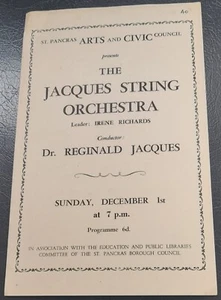 1946 The Jacques String Orchestra Programme St Pancreas Arts & Civic Council - Bild 1 von 3