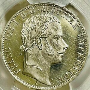 1862 Austrian Florin Silver Coin UNC Details Franz Joseph