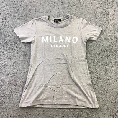 Milano Di Rouge Топ женщин очень маленький футболка серый белый с надписью короткие - Изображение 1 из 4