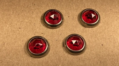 Vintage Red Jewel Reflectors Bicycle Saddlebag License Plate Biker Belt 4 Pieces - Image 1 of 4