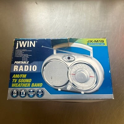 Radio portátil jWin JX-M19 AM/FM/TV/clima AC/DC doble alimentación NUEVA LEER Foto 1 de 4