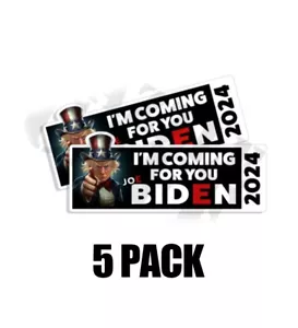 Im Coming for You Biden 2024 Trump Becher Schuss Karikatur Stoßstange Aufkleber Aufkleber 5er-Pack - Bild 1 von 3