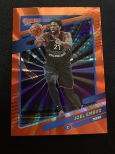 2021 Panini Donruss Joel Embiid Orange Laser Parallel Philadelphia 76ers #1