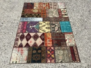 Patchwork Area rug, vintage 4x6 rug, vintage rugs, rug for bedroom,  - Picture 1 of 10