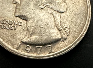 1977 Quarter Error Struck Off Center No Mint Mark Free Shipping - Picture 1 of 3
